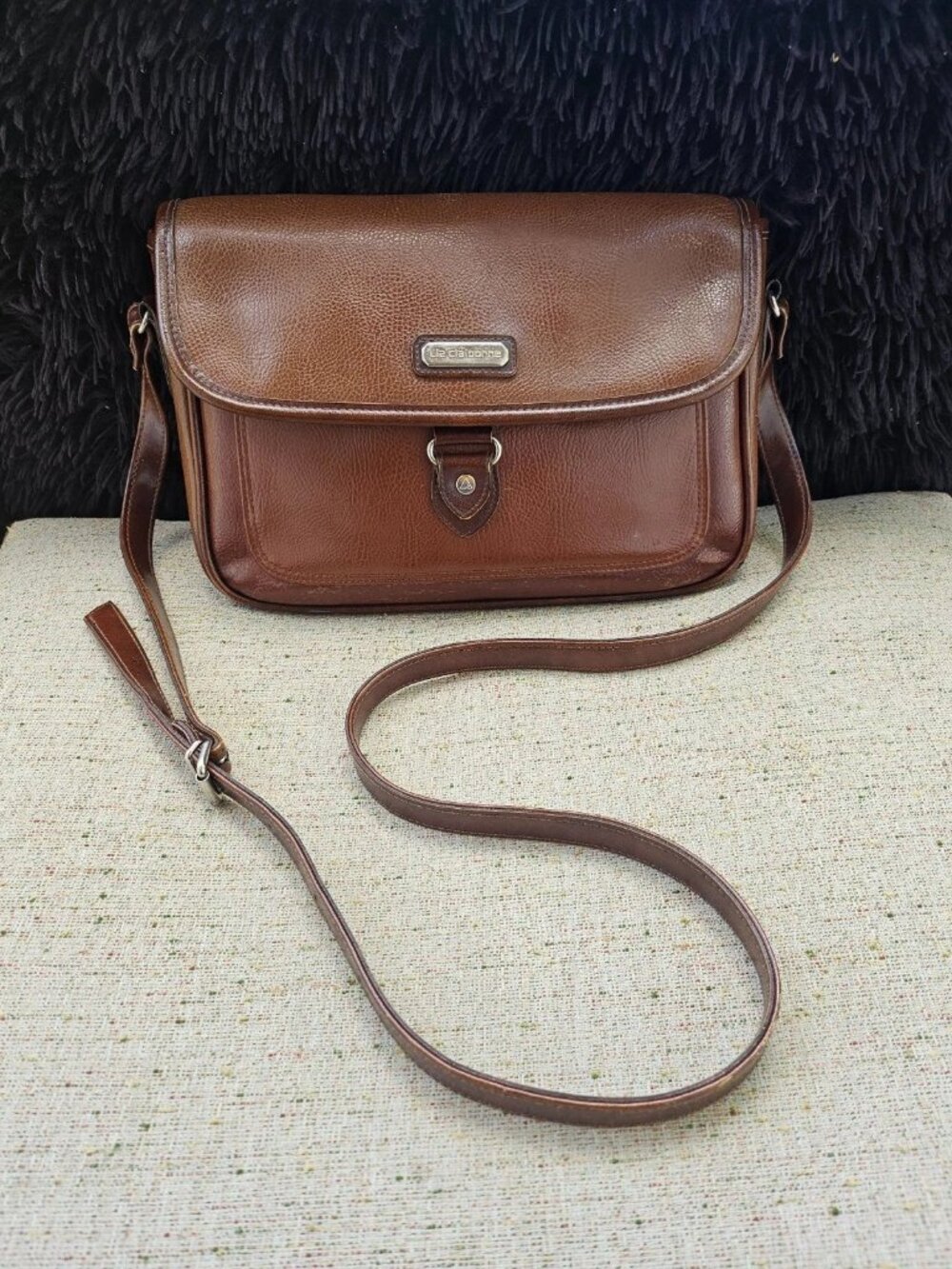 Vintage Liz Claiborne Women Purse Handbag Brown Leather Shoulder Bag - Picture 2 of 12